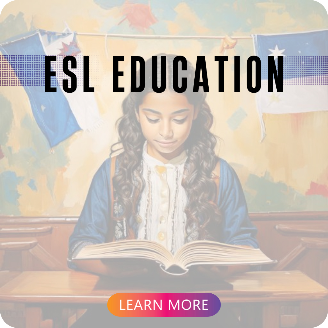 ESL Education, young woman reading a book