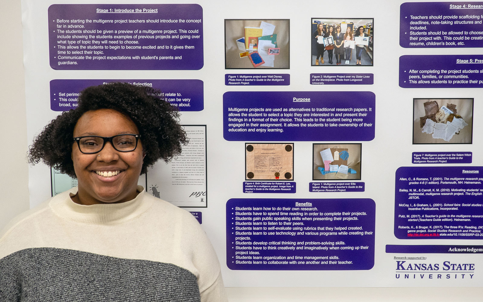 K-State College of Education student Tori Mitchell with her research poster